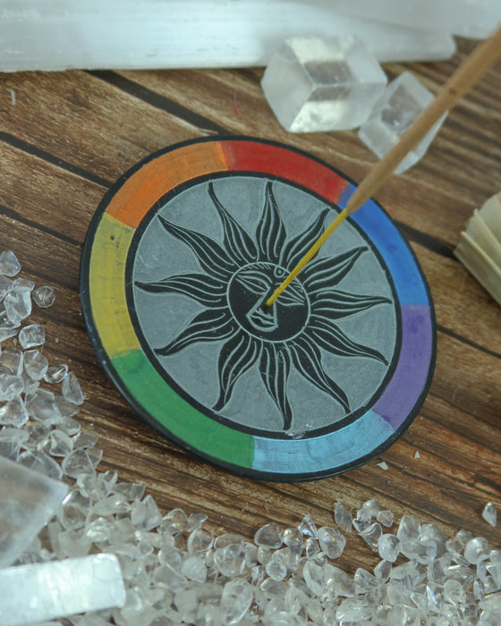 Hand Painted Incense holder - Sun Rainbow